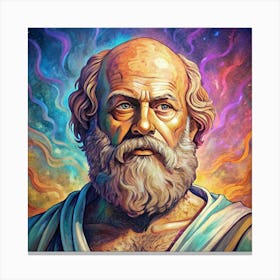 Portrait Of Socrates In A Colorful Abstract Background Canvas Print