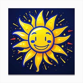Lovely smiling sun on a blue gradient background 116 Canvas Print