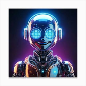 Firefly Cheerful Cybernetic Robot Icon With Holographic Glow 88077 (2) Canvas Print