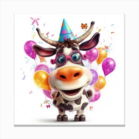 Birthday Cow 3 Canvas Print