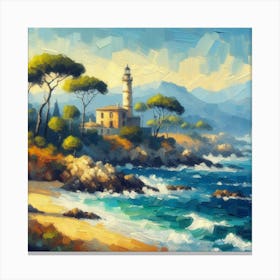 Lighthouse By The Sea 1 Canvas Print