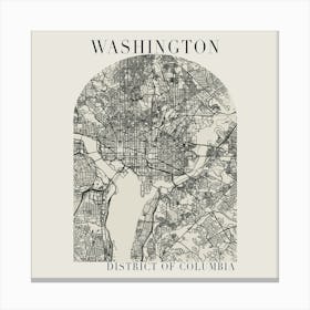 Washington DC Boho Minimal Arch Full Beige Color Street Map Canvas Print