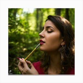 Portrait Of A Woman In The Woods Canvas Print