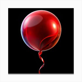 Red Balloon Isolated On Black Background Canvas Print