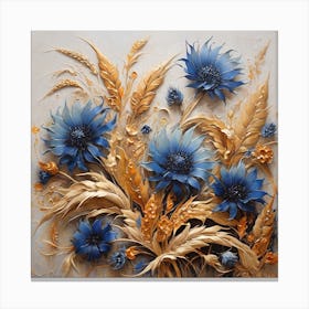 Pattern with Wheat and cornflowers flowers Canvas Print