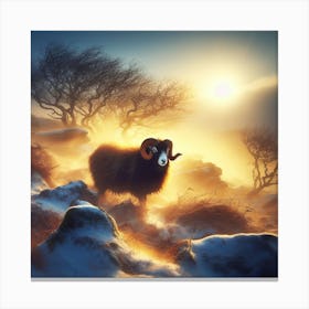 Ram In The Snow Canvas Print