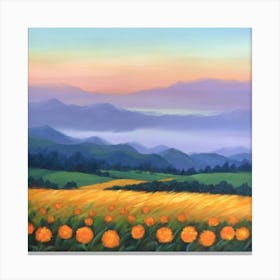 Sunflowers At Sunset Canvas Print