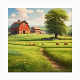 Peaceful Farm Meadow Landscape (11) Canvas Print