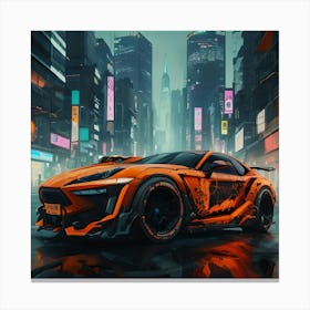 Pumpkin Car (Cyberpunk37) Canvas Print