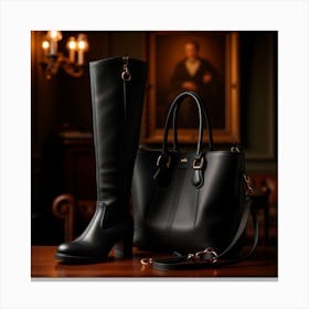 Black Boots And Handbag 3 Canvas Print