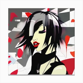Girl With Red Lipstick Canvas Print