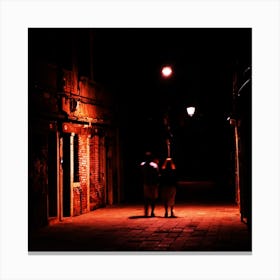 Venetian Dreams - Couple - photograph romance suspnce mystery red black square photo Canvas Print