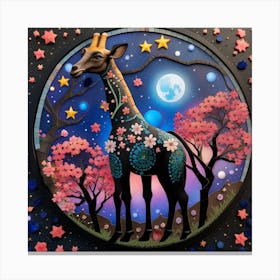 Giraffe In Cherry Blossoms Canvas Print