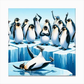 Penguins On Ice 2 Canvas Print