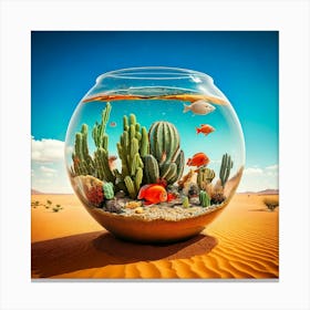 Firefly Giant Fishbowl, Desert, Goldfish, Elephant Sized, Swimming, Cacti, Human Faces, Caravan, Sna (9) Canvas Print