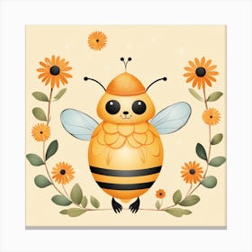 Floral Baby Bee Nursery Illustration (10) Canvas Print
