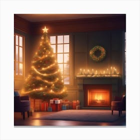 Christmas Tree In The Living Room 1 Canvas Print