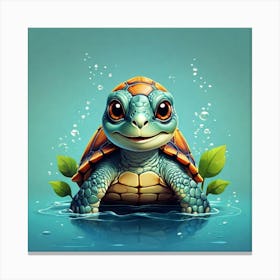 Turtle In Water 1 Canvas Print