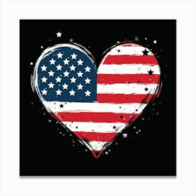 American Flag Heart Canvas Print