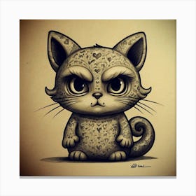 Cute Cat Drawing Canvas Print