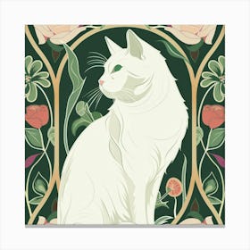 Cat With Roses Canvas Print