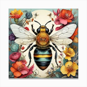 Colorful Insect Illustration Bee Art Print 1 Canvas Print