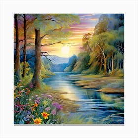 Sunset By The River 2 Canvas Print