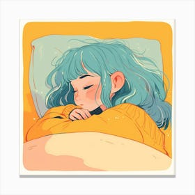 Cute Girl With Blue Hair Canvas Print