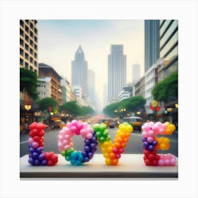 Love Balloons In The City Canvas Print