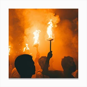 People With Torches Canvas Print