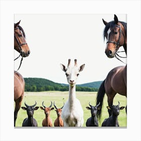 Goats And Horses Canvas Print