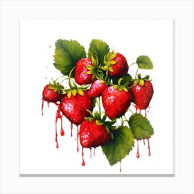 Frutal Freshness, Strawberry Art Canvas Print