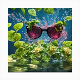 Sunglasses Splashing Water Canvas Print