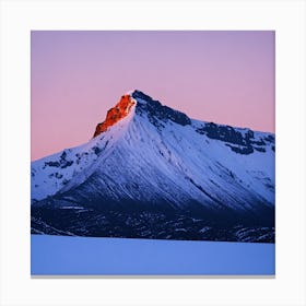 A Snow Covered Mountain Peak Glistening In The Pale Light Of Dawn With A Lone Eagle Soaring Majest (3) Canvas Print