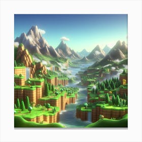 Mario world mountains Canvas Print