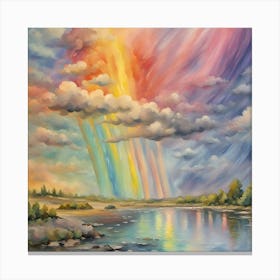 Rainbow Nature Colorful Sky Colors Clouds Water Canvas Print