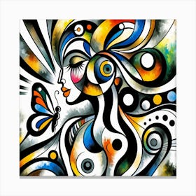 Stunning Abstract Portrait with Butterfly III Canvas Print