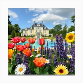 Tulips In Front Of A House Toile