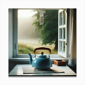 Tea Kettle In The Window 1 Canvas Print