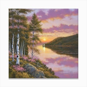 Sunset By The Lake 3 Canvas Print