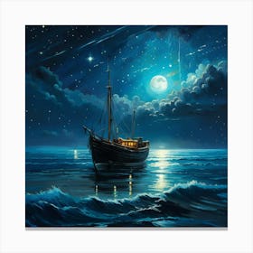 Ship At Night Canvas Print