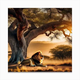 Lion Under The Tree 26 Canvas Print