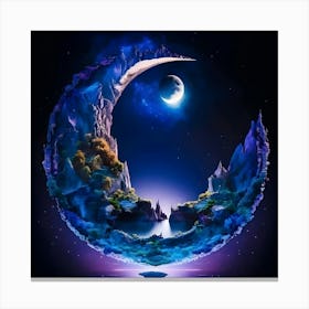 Moon ,Celestial Reflections: A Harmonious Dreamscape Canvas Print