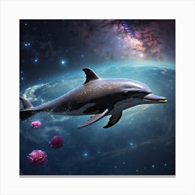 Dolphin In Space Canvas Print