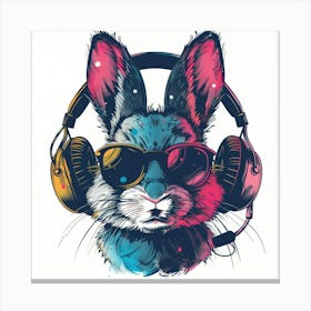 Rabbit With Headphones 6 Canvas Print