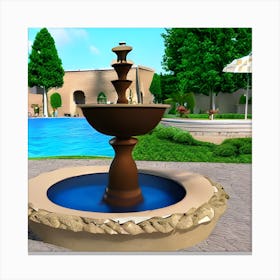 Fountain In The Garden 2 Canvas Print