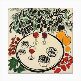 Wine With Friends Matisse Style 8 Canvas Print