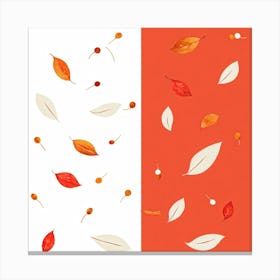 Autumn Artwork Showcasing Minimalist Design Featuring An Inventive Spread Of Leaves And Berries Sca (2) Canvas Print