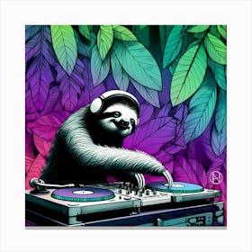 C A Sloth Dj 3 Canvas Print