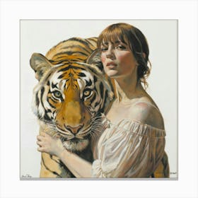 'The Girl With The Tiger' Canvas Print